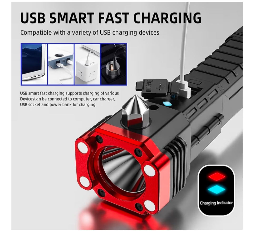 8 in 1 Portable Rechargeable Torch LED Flashlight